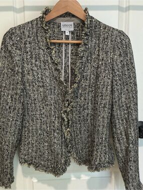 Armani Collezioni Women's Black blue. & White Tweed Jacket Sz 6
